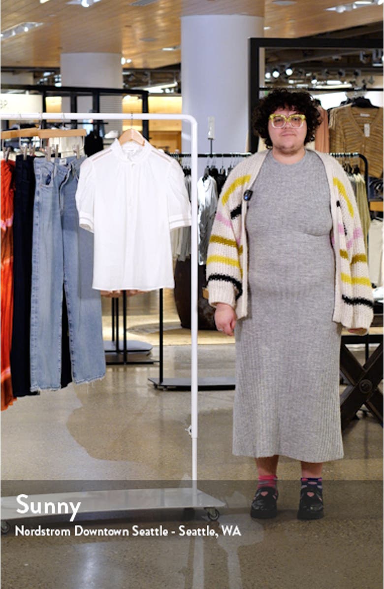 Lace Trim Puff Sleeve Linen Blend Top, sales video thumbnail