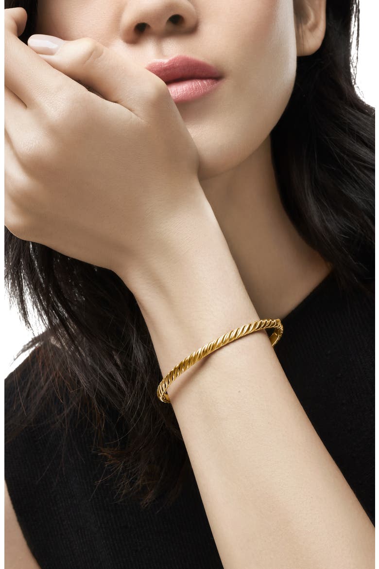 Sculpted Cable Bangle Bracelet in 18K Yellow Gold, 4.6mm, Alternate, color, 18K YELLOW GOLD