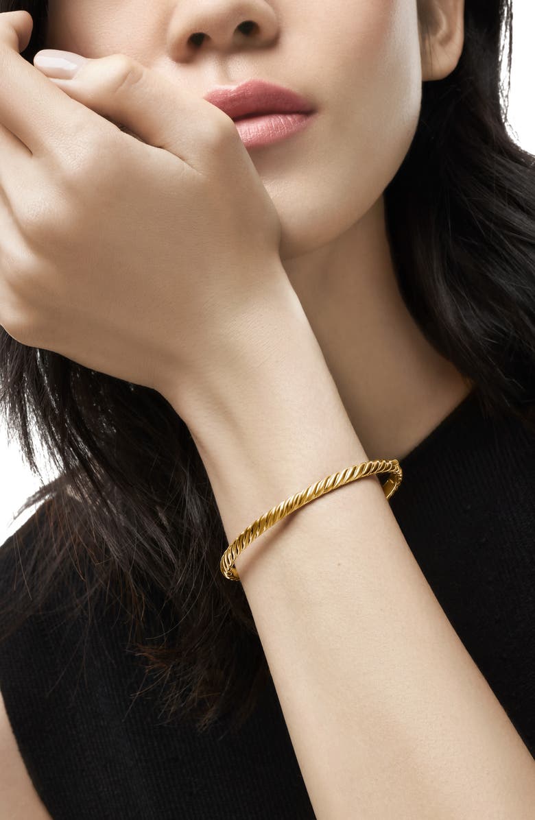 David Yurman Sculpted Cable Bangle Bracelet in 18K Yellow Gold, 4.6mm, Alternate, color, 18K Yellow Gold