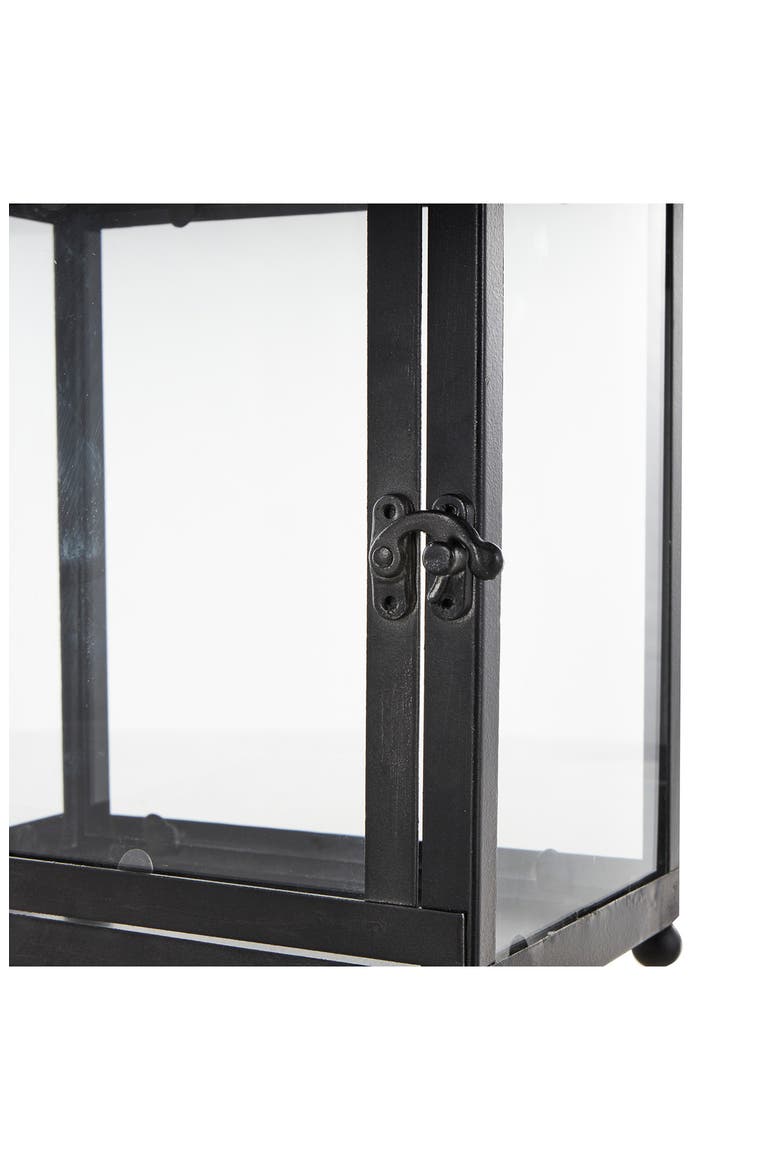 Black Metal Candle Lantern, Alternate, color, BLACK