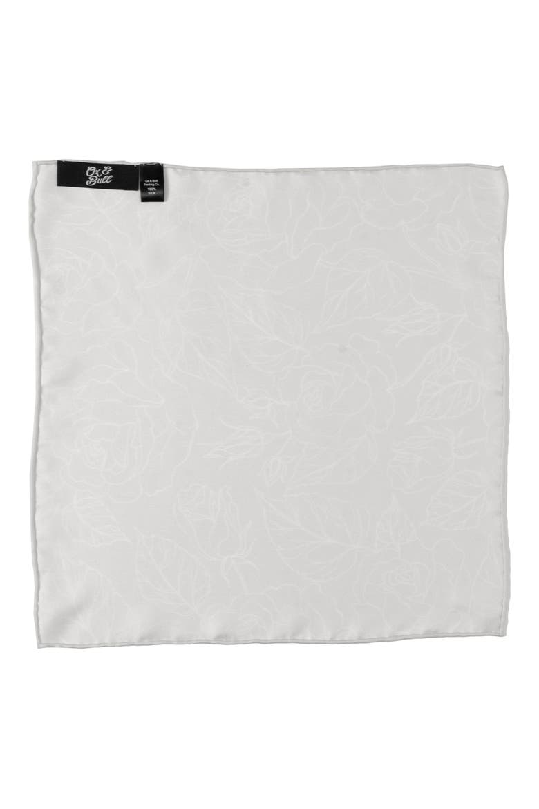 Floral Jacqard Silk Pocket Square, Alternate, color, GRAY