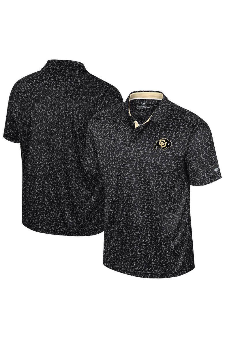 Men's Colosseum Black Colorado Buffaloes Sublimated Golf Polo, Main, color, Black