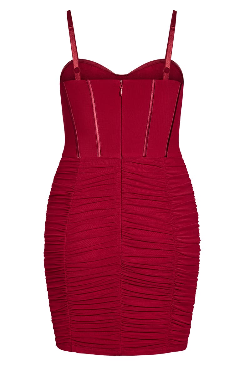 Lexi Bustier Ruched Minidress, Alternate, color, RED