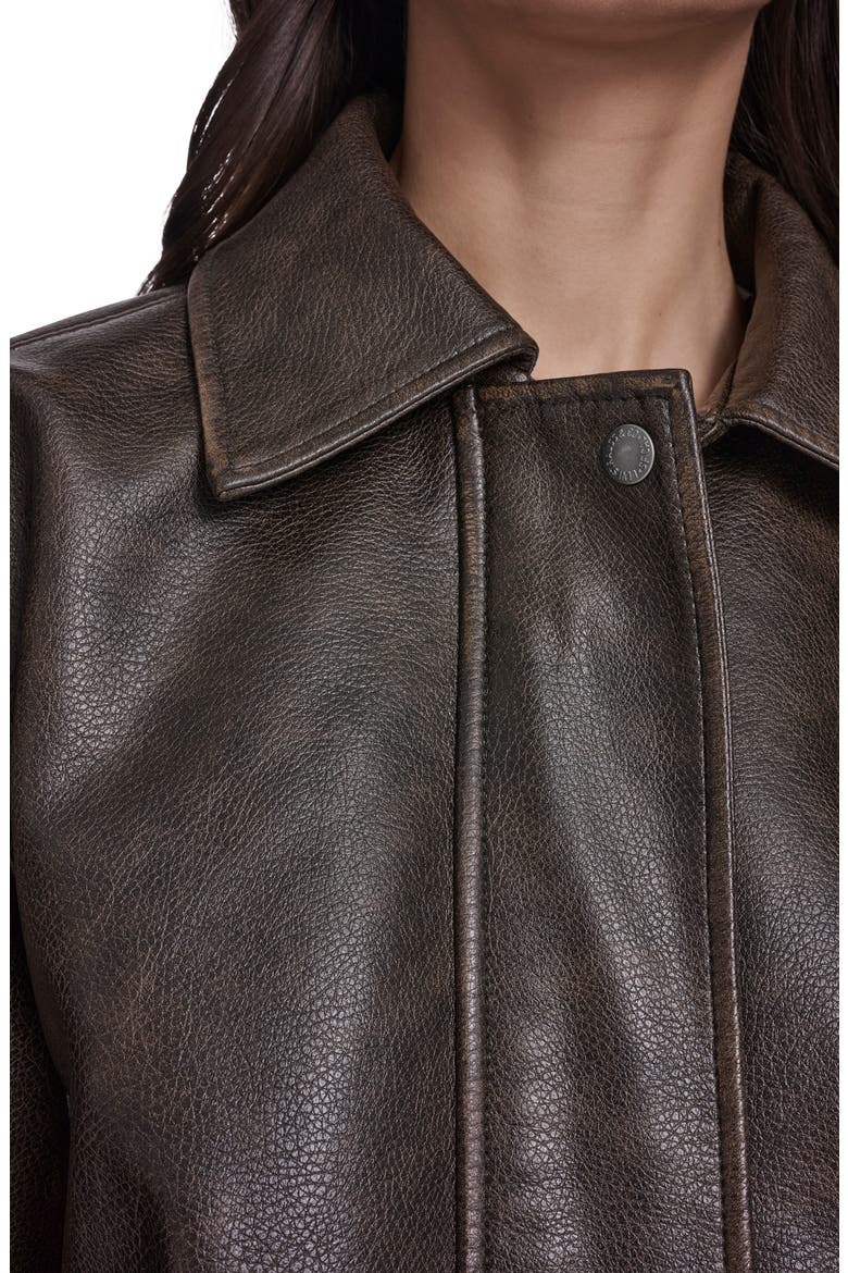 Relaxed Faux Leather Bomber Jacket, Alternate, color, BROWN