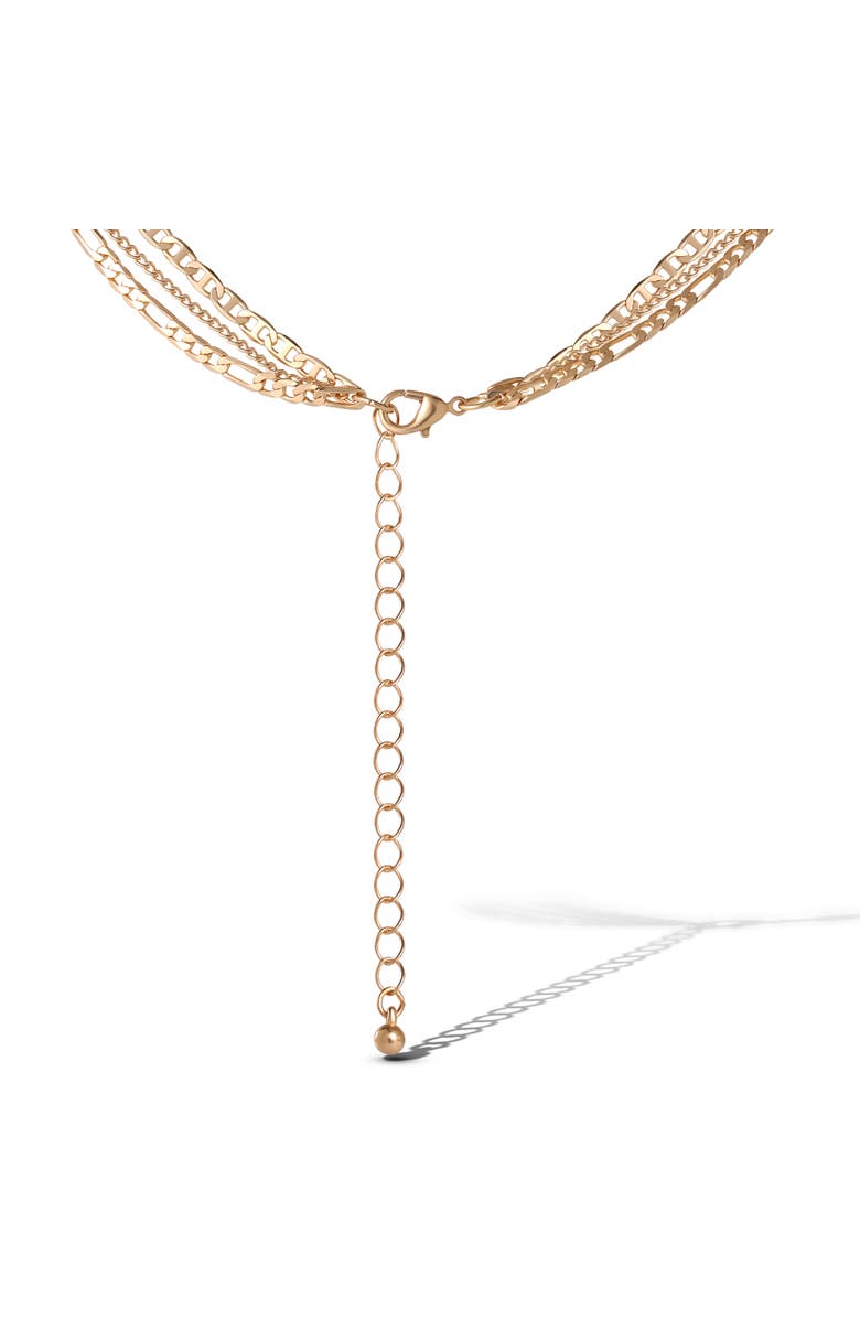 Jessica Simpson Layered Cross & Gem Necklace, Alternate, color, Gold