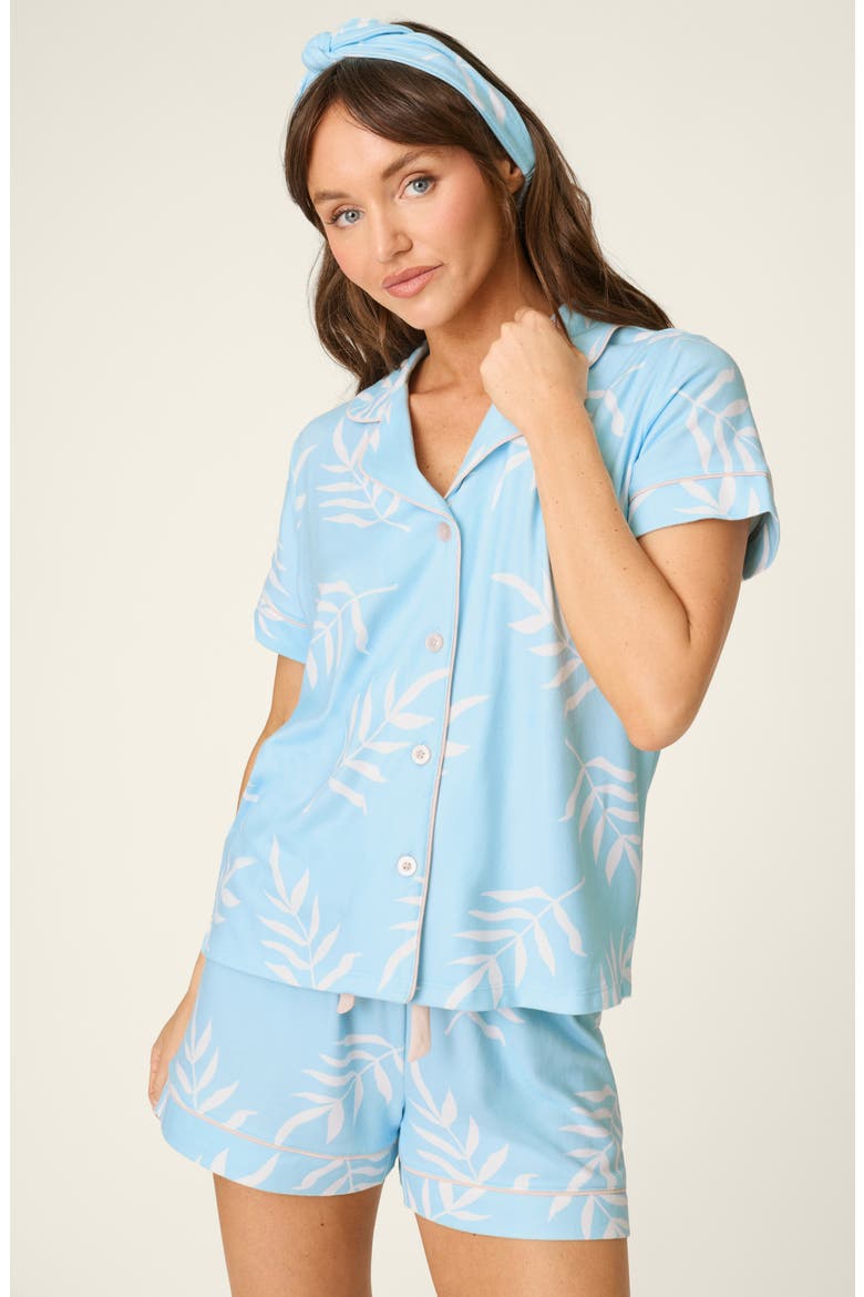The Coastal Club Short Pajamas & Headband Set, Alternate, color, CLOUD BLUE