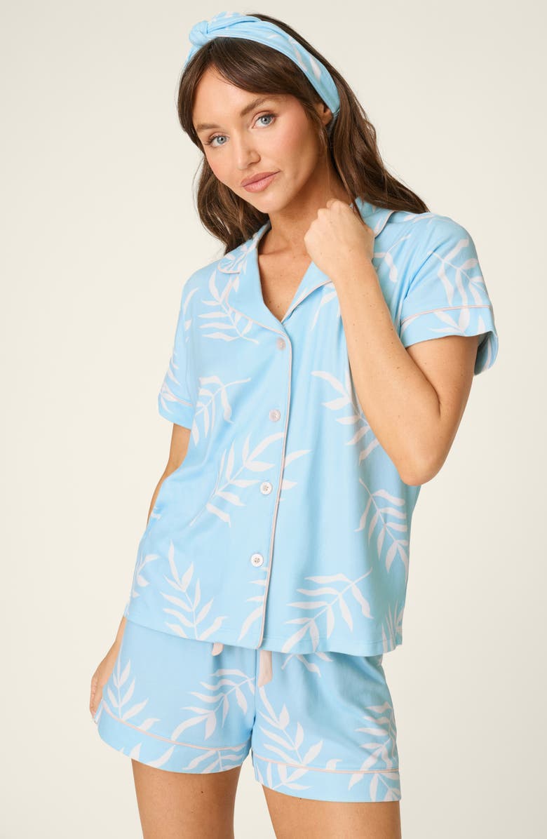 PJ Salvage The Coastal Club Short Pajamas & Headband Set, Alternate, color, Cloud Blue