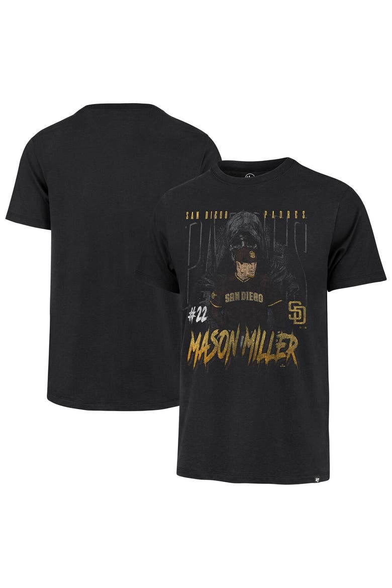 Men's '47 Mason Miller Black San Diego Padres The Reaper Player Graphic T-Shirt, Main, color, Black