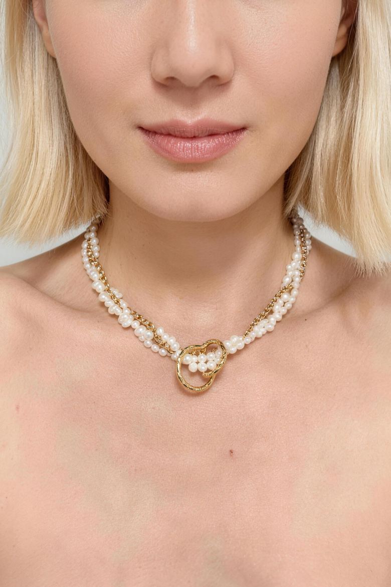 Nina Multi-Strand Pearl Necklace, Alternate, color, Gold