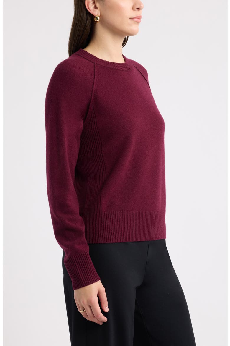 Wool & Cashmere Raglan Sweater, Alternate, color, BURGUNDY LONDON