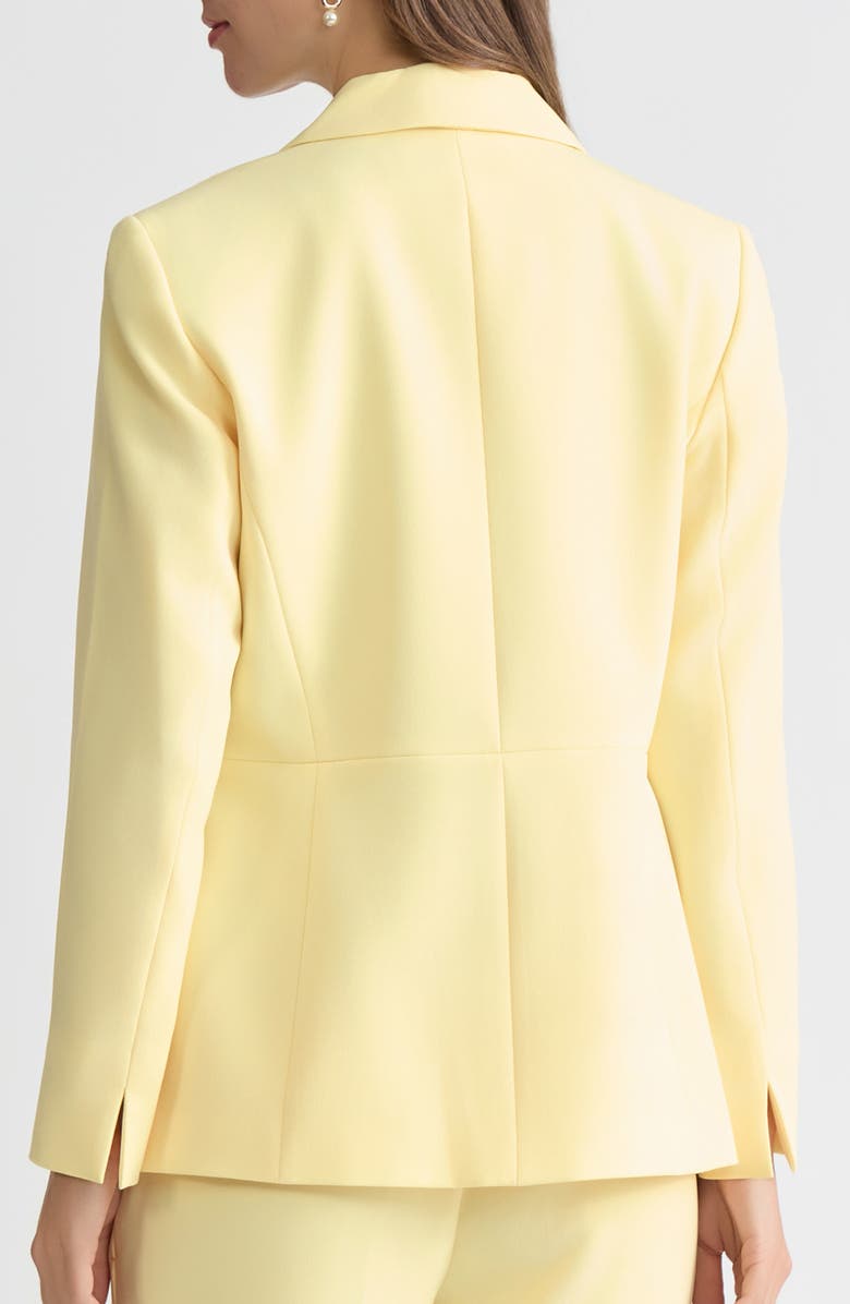 KASPER Peak Lapel Stretch Crepe Peplum Blazer, Alternate, color, Pale Yellow