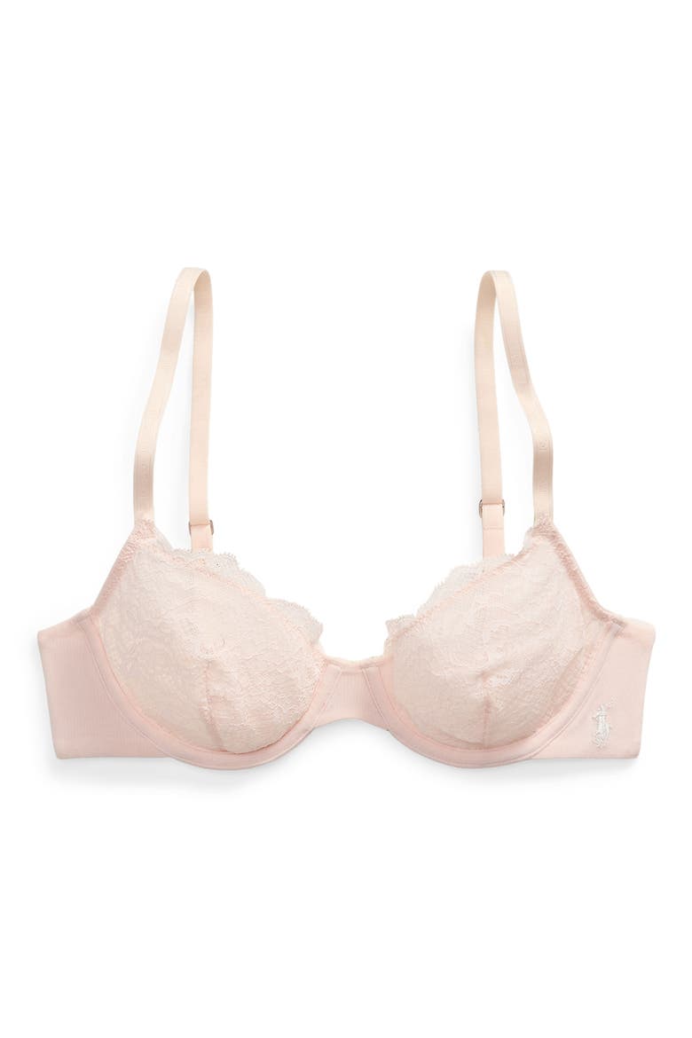 Underwire Cotton Blend Lace Demi Bra, Alternate, color, GARDEN ROSE