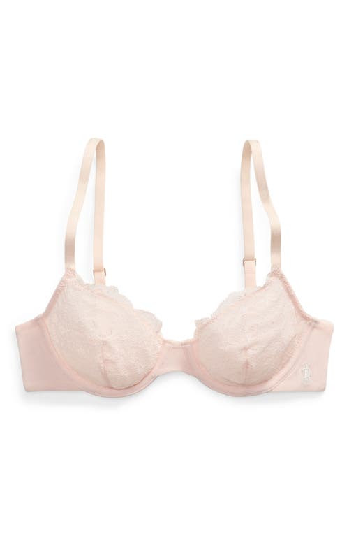 Polo Ralph Lauren Underwire Cotton Blend Lace Demi Bra In Brown