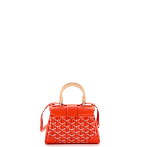 Pre-owned Goyard  Goyard Saigon Top Handle Bag Coated Canvas With Leather Mini In Orange