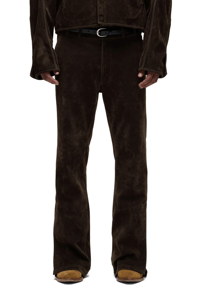 Walker Faux Suede Trousers, Main, color, DARK BROWN