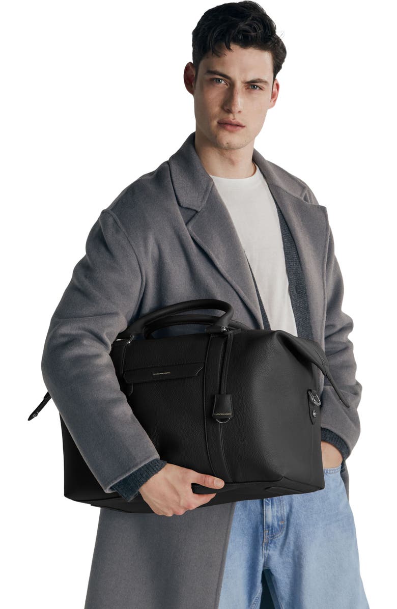 MAISON de SABRÉ Leather Duffle Bag, Alternate, color, Black Caviar