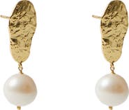 Argento Vivo Sterling Silver Freshwater Pearl Molten Drop Earrings