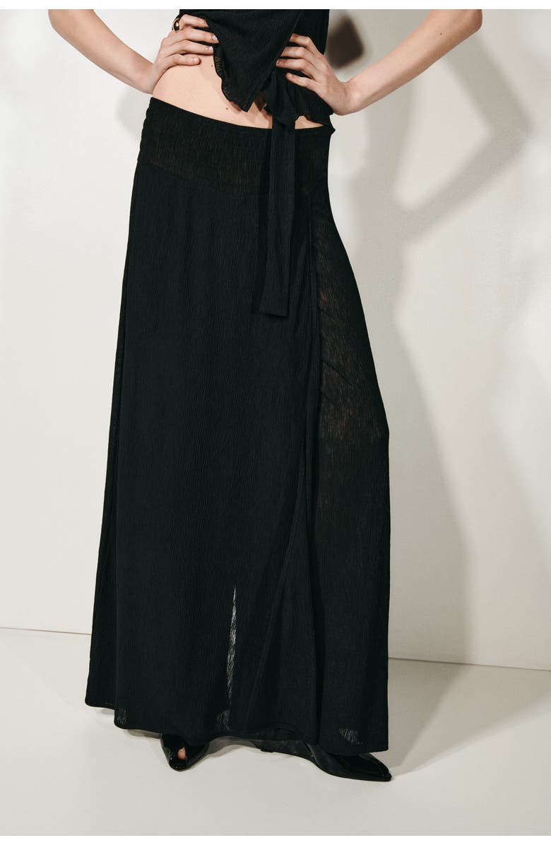 H&M Crinkled Wrapover Trousers, Alternate, color, Black