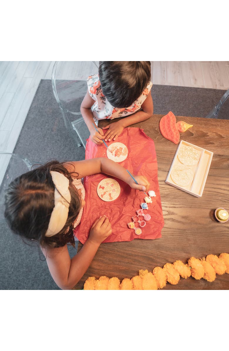 KULTURE KHAZANA Make Your Own Rangoli Coaster Kit Diy 4 Wooden Coasters, Alternate, color, Multicolored