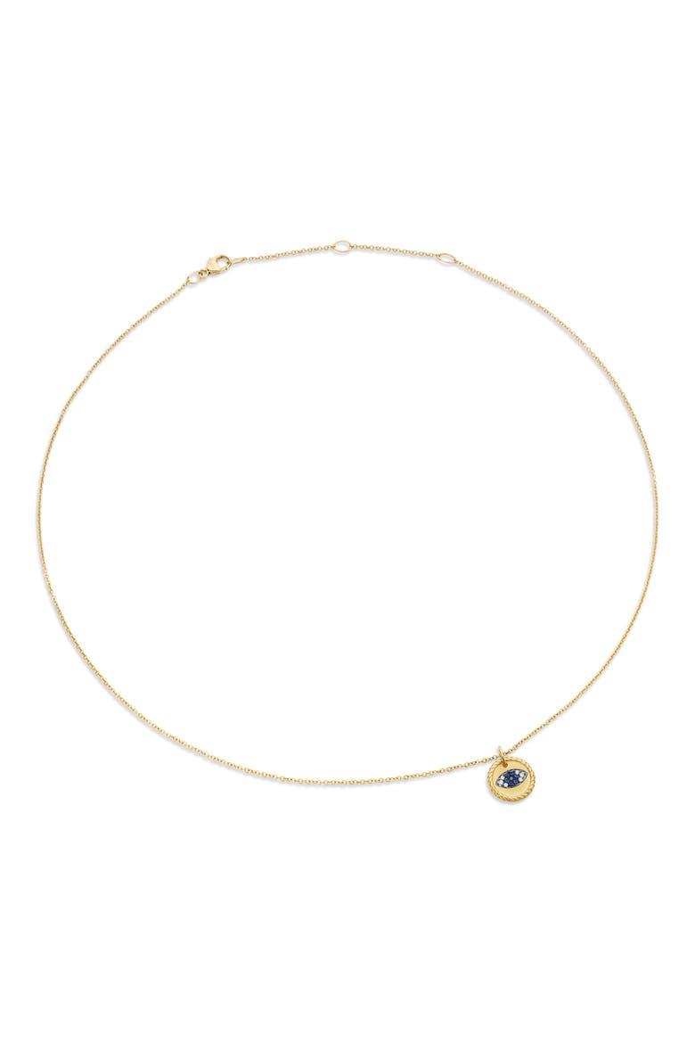 Cable Collectibles 18K Yellow Gold & Diamond Evil Eye Necklace, 11mm, Alternate, color, GOLD
