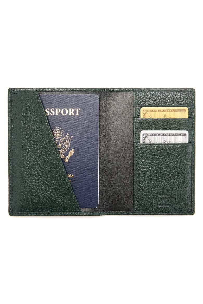 RFID Leather Passport Case, Alternate, color, DARK GREEN