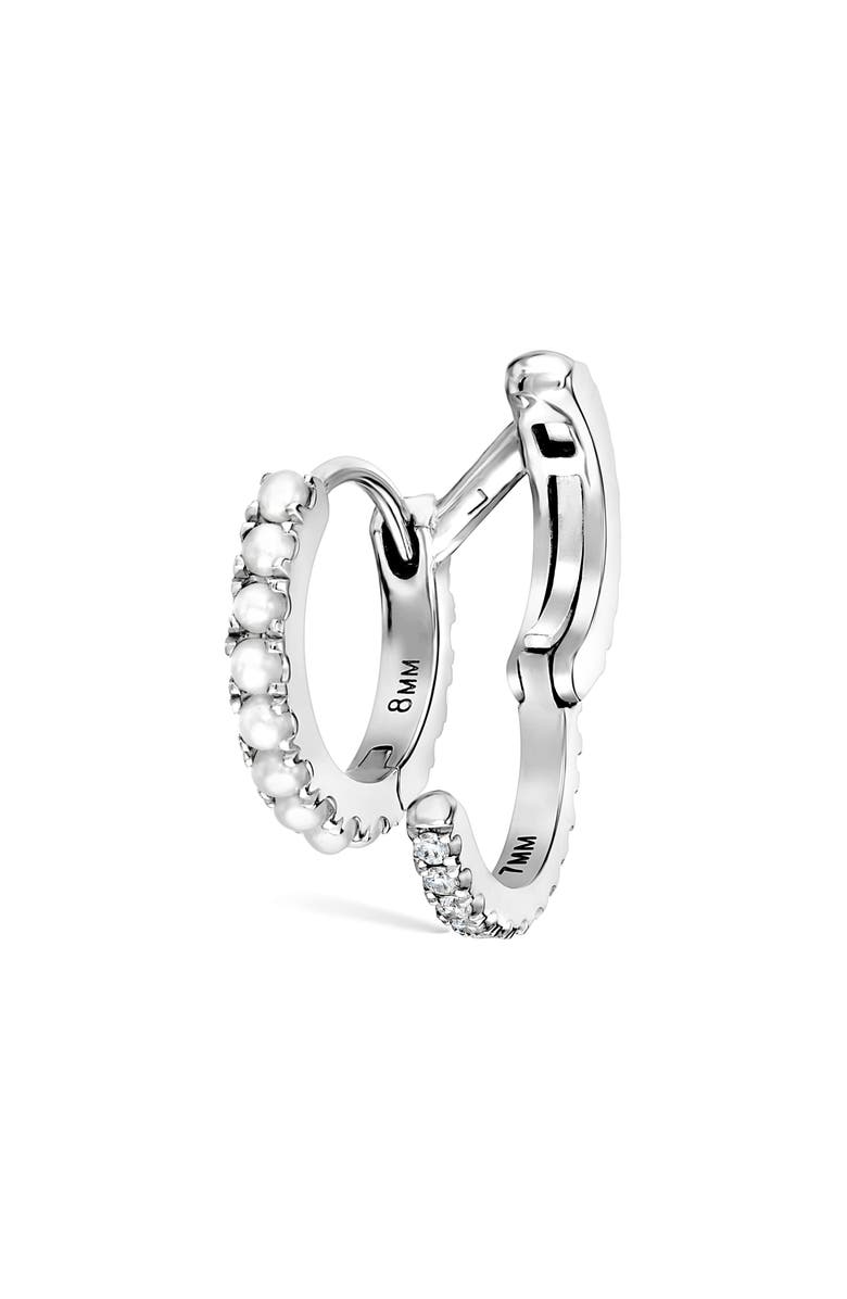 MARIA TASH Pearl & Diamond Double Eternity Linked Hoop Earring & Cuff, Alternate, color, White Gold