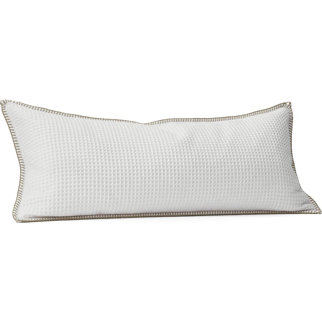 Boll & Branch Blanket Stitch Organic Cotton Waffle Weave Pillow Cover in White/Oak  product
