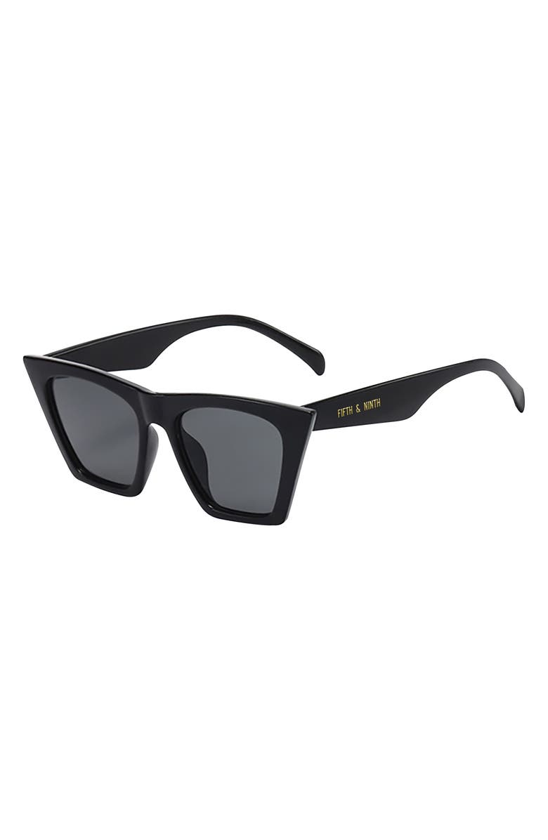 Fifth & Ninth Chicago 53mm Cat Eye Sunglasses, Alternate, color, Black/ Black