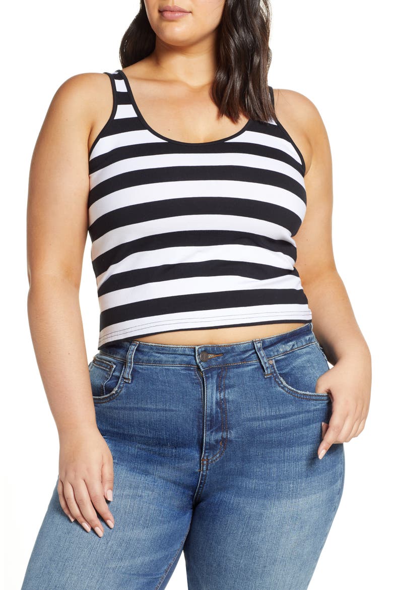 No Tuck Double Scoop Tank, Main, color, WHITE IZZY STRIPE