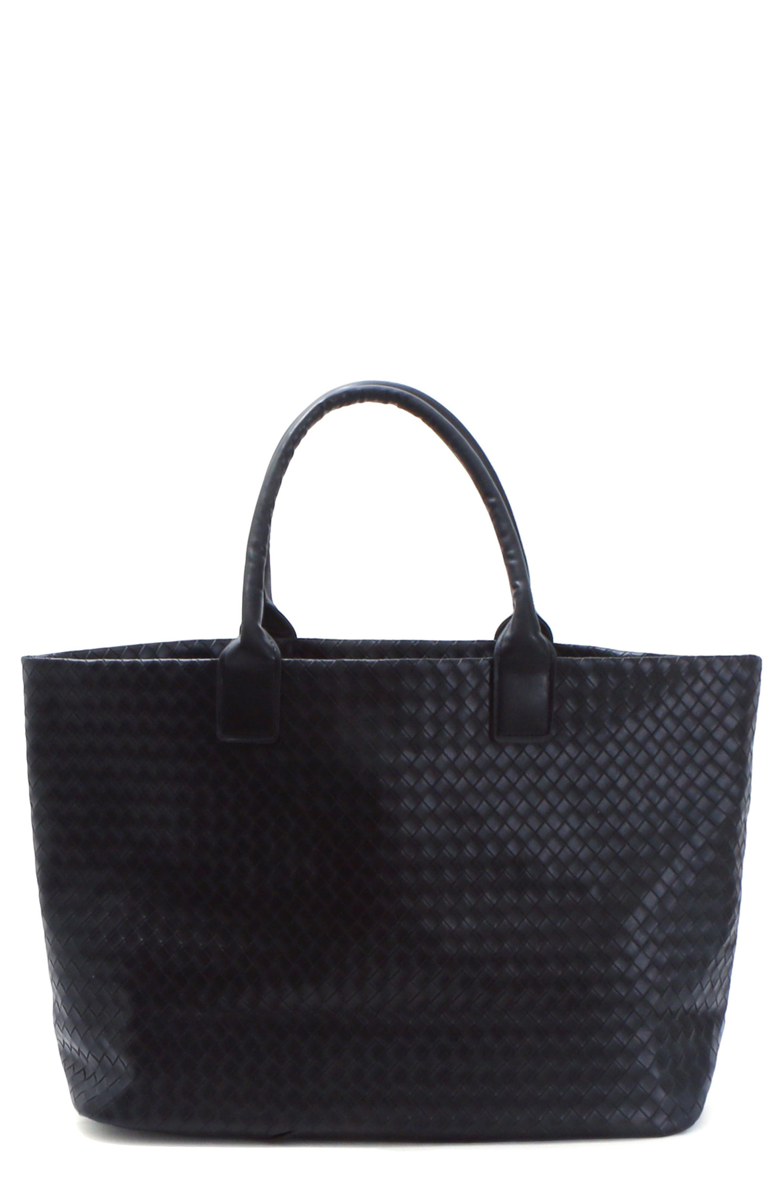 Woven Faux Leather Tote