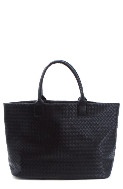 Woven Faux Leather Tote