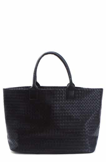 Woven Faux Leather Tote