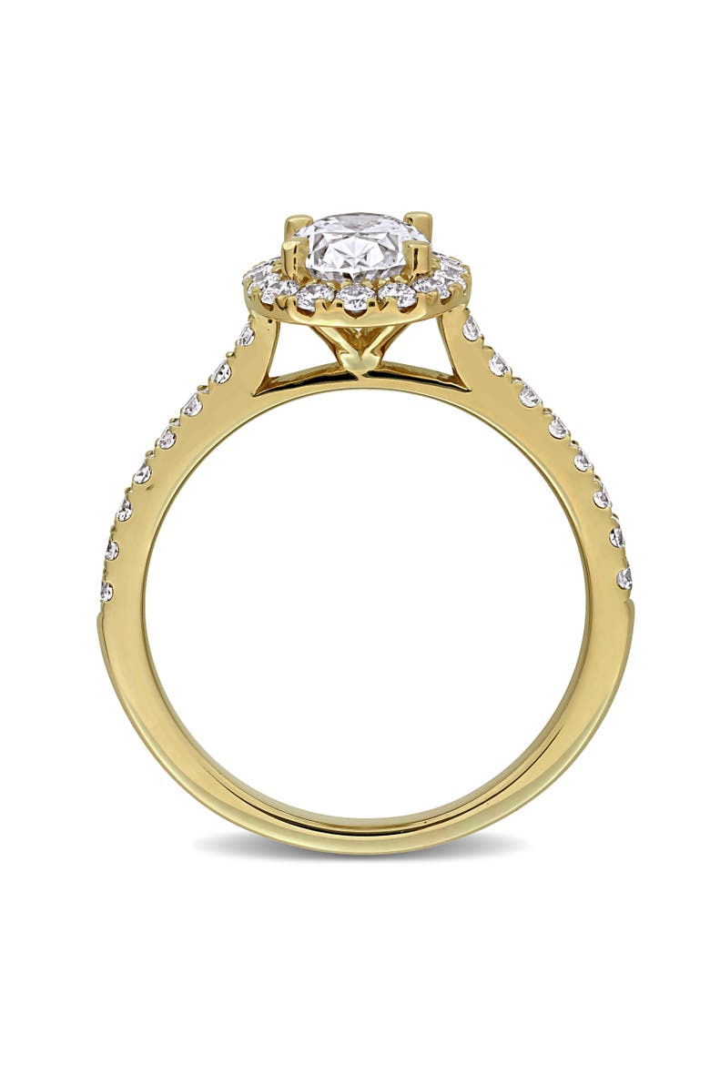 Lab Grown Diamond Oval Halo Engagement Ring 14k, Alternate, color, Yellow Gold