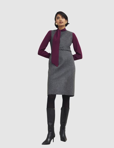 Elsie Wool Blend Belted Shift Dress