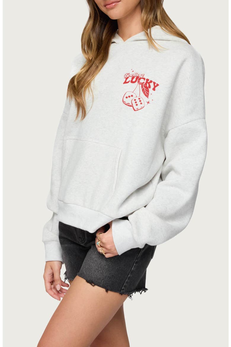 Feeling Lucky Oversize Hoodie, Alternate, color, GRAY-MELANGE