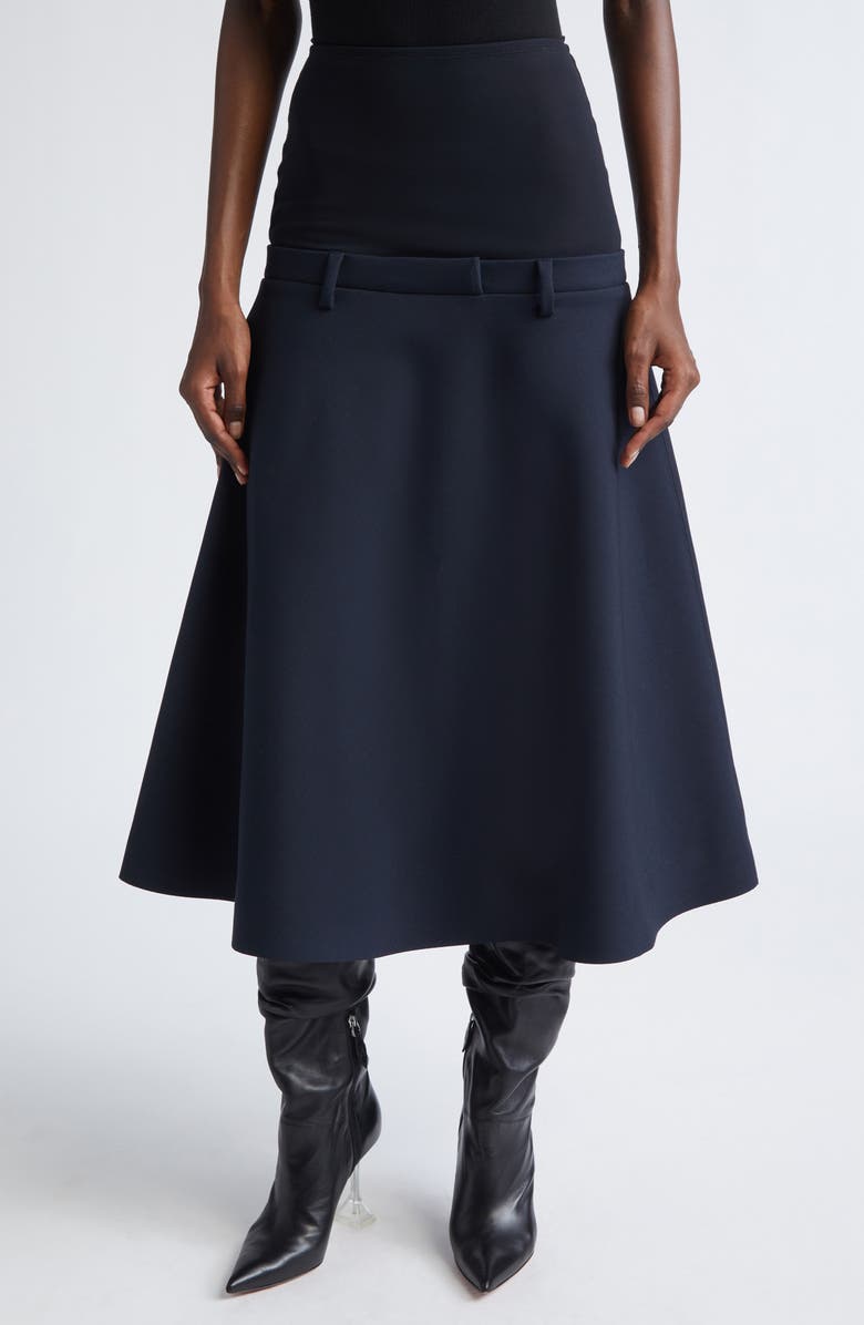 DIESEL<sup>®</sup> O-Grace Bonded Neoprene & Jersey Midi Skirt, Main, color, Midnight/Blue