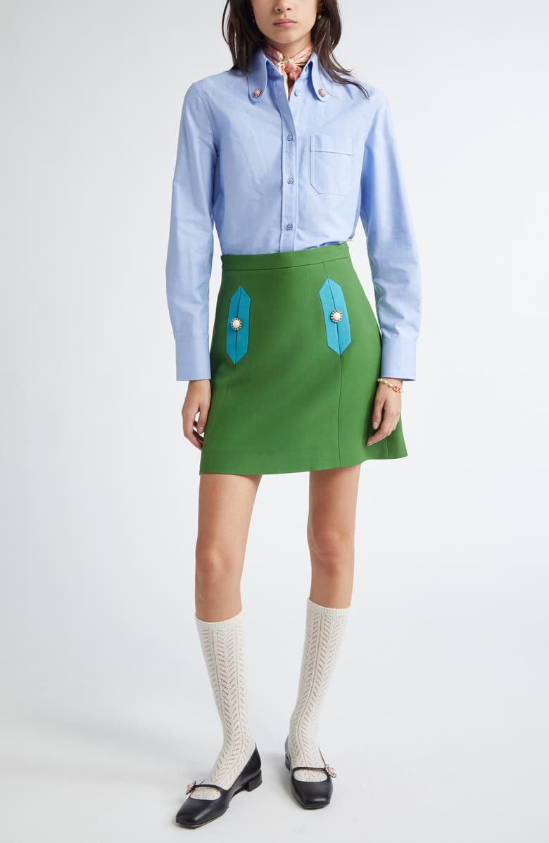 Valentino Garavani Bejeweled Cotton Poplin Button-Down Shirt, Alternate, color, 