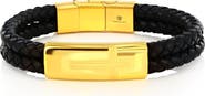 BLACKJACK Men's Cross Braided Leather Bracelet
