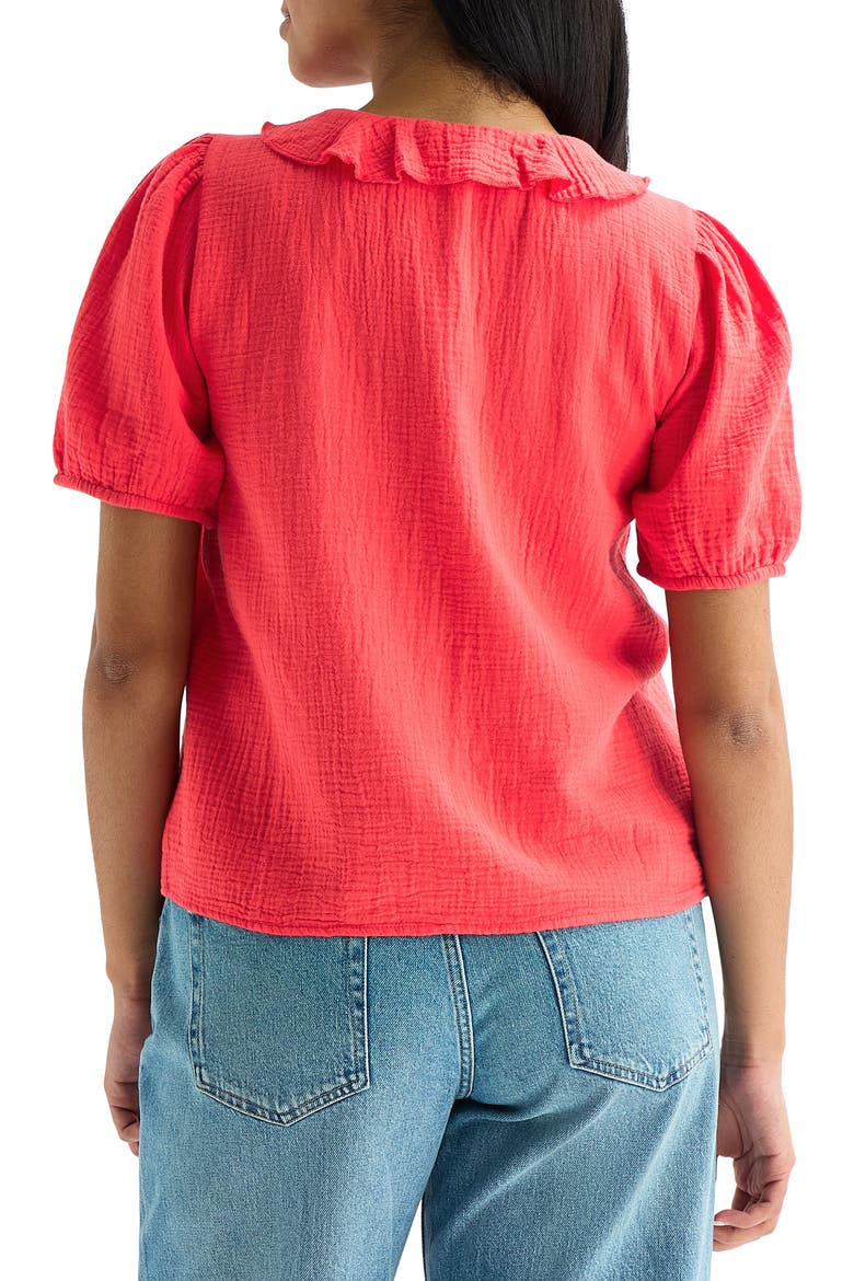Ruffle Tie Front Cotton Top, Alternate, color, BITTERSWEET