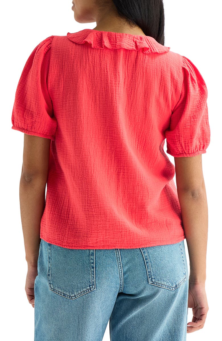 Lucky Brand Ruffle Tie Front Cotton Top, Alternate, color, Bittersweet