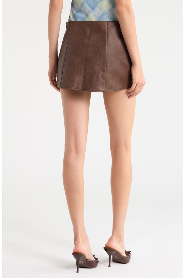 Venessa Faux Leather Miniskirt, Alternate, color, BROWN