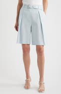 Halogen® Belted Pleated Longer Length Shorts