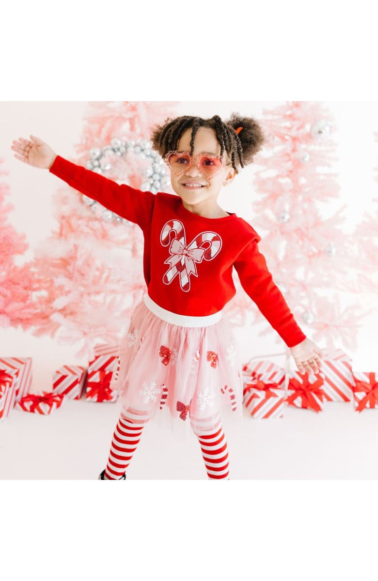 Sweet Wink Candy Cane Patch Christmas Sweatshirt, Alternate, color, 