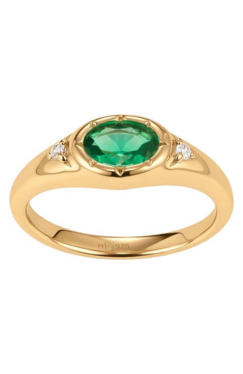Oval Birthstone Signet Ring