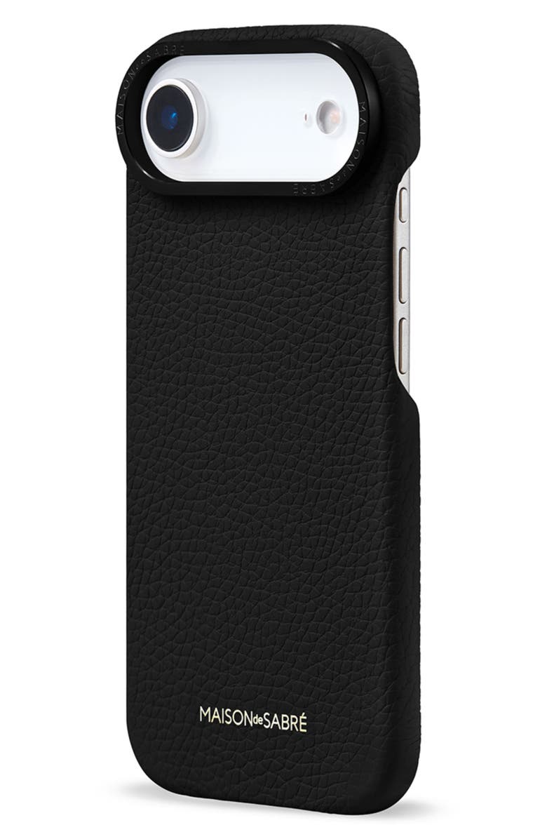 MAISON de SABRÉ Leather Phone Case, Alternate, color, Black Caviar