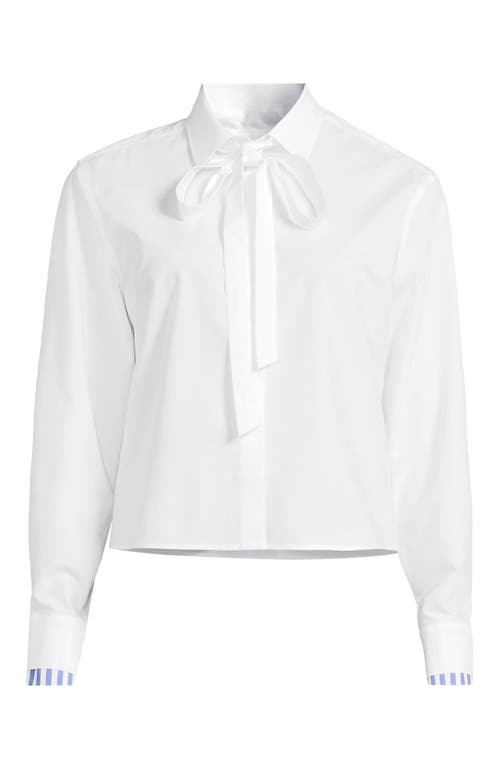 Lands' End Easy Care Shirt With Removable Bow In White