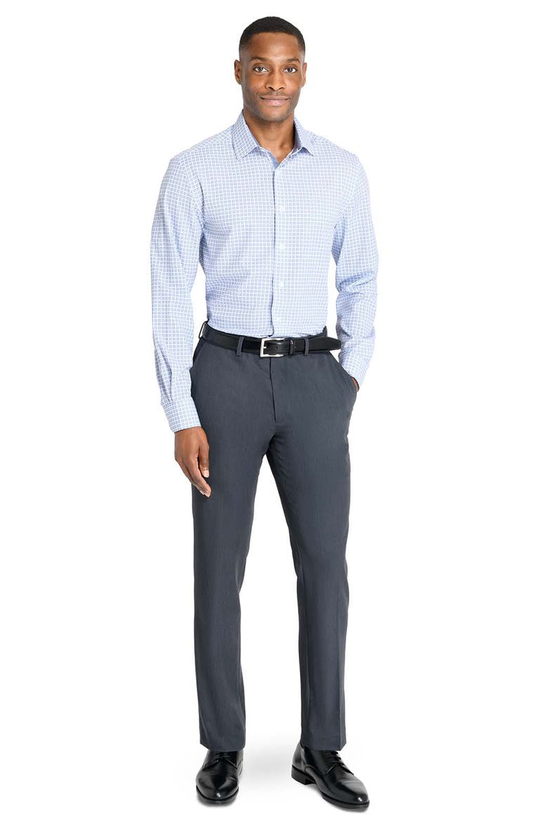Slim Fit Square Print Performance Dress Shirt, Alternate, color, WHITE/ BLUE