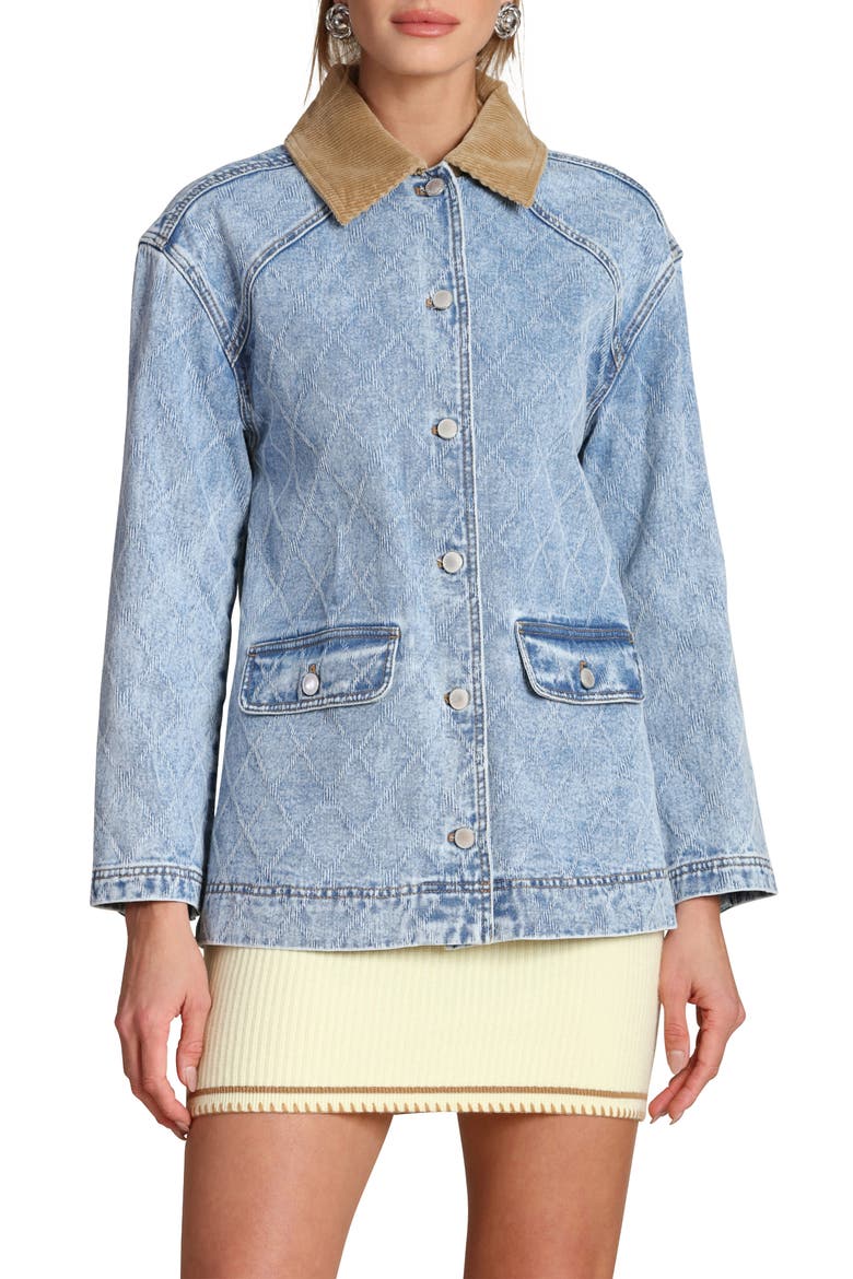 Diamond Quilted Denim Barn Jacket, Alternate, color, LIGHT WASH DIAMOND