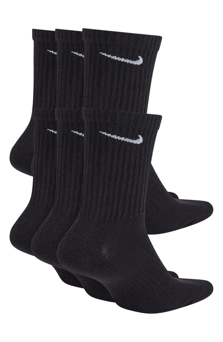 Nike Kids' 6-Pack Everyday Cushioned Training Crew Socks, Alternate, color, 010 Black/White