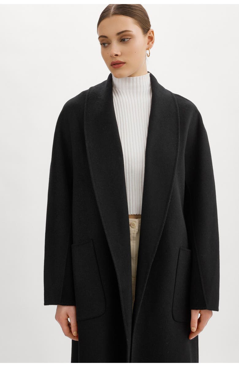 LAMARQUE Thara | Shawl Collar Wool Coat, Alternate, color, Black